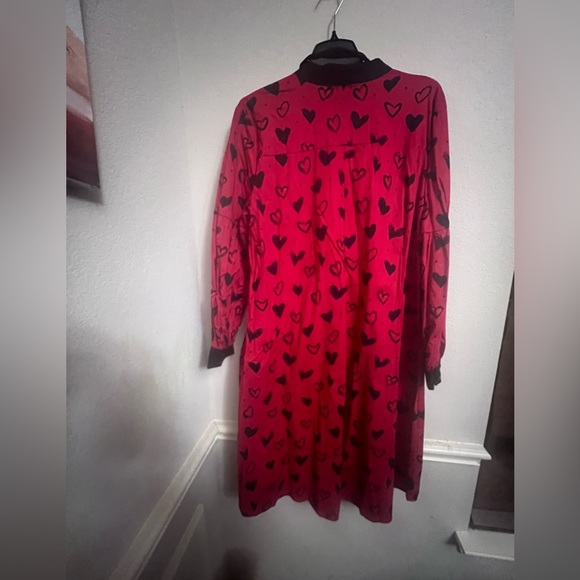 New York & Company Bow-Tie Neck, Hi-Lo Hearts Dress XXL Black/Red - Picture 5 of 13